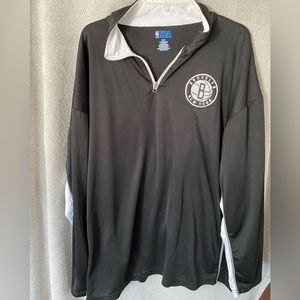 Brooklyn Nets Majestic NBA Warm Up Jacket Men's 3x Black 1/4 Zip Long Sleeve